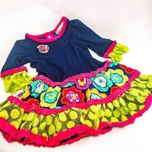 Rare Editions Bright Flowers Ruffle Dress Sz 12M